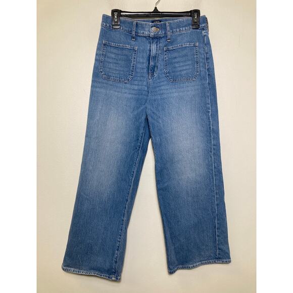 J. Crew Wide Leg Crop Blue Jeans Sz 27 - Picture 1 of 2